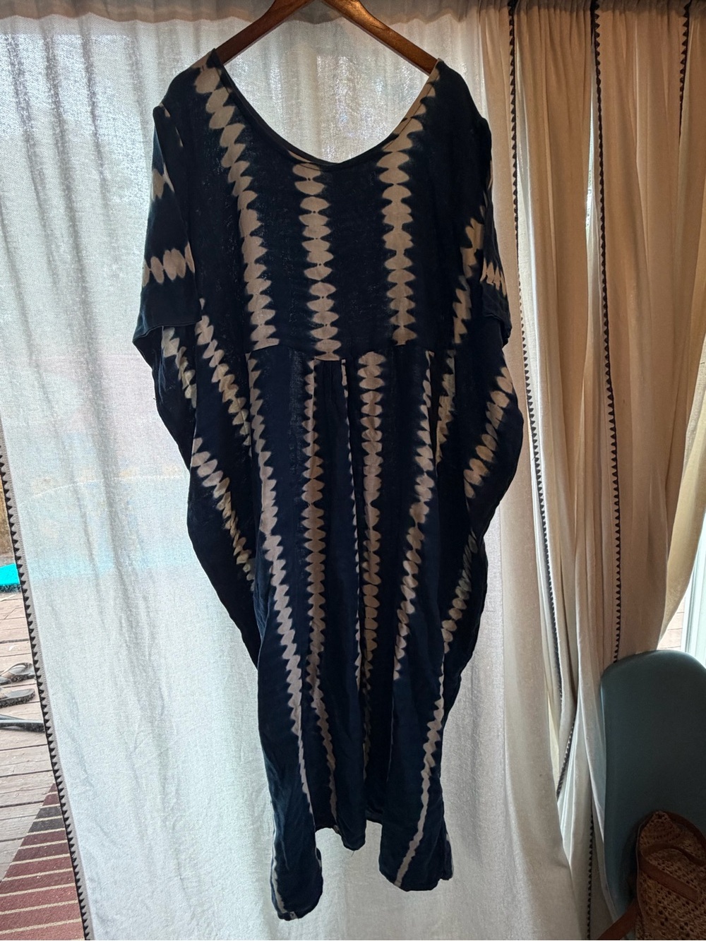 Navy and White Tie-Dye Maxi Dress